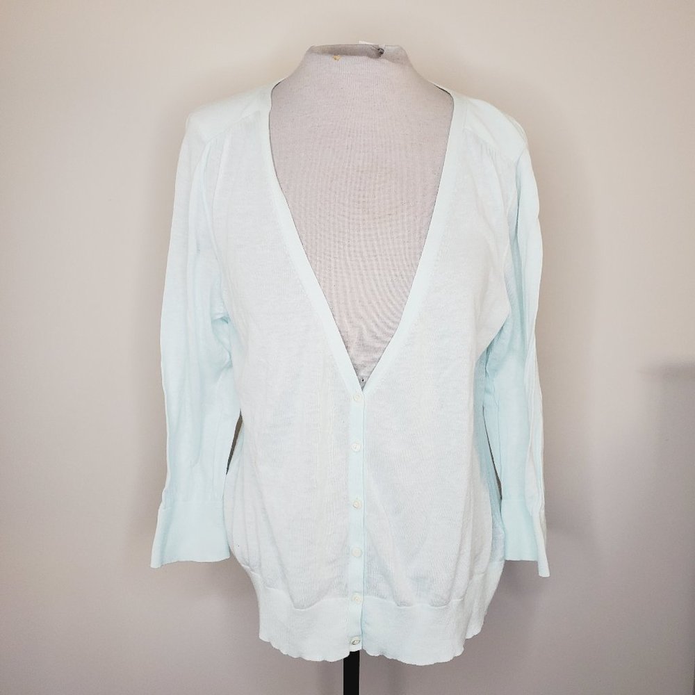 BANANA REPUBLIC Cotton/Linen Light Blue Cardigan - Picture 3 of 9